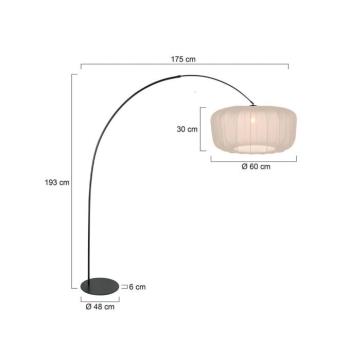 Curve ív világítás, fekete, krém színű nylon búra, Ø 60 cm kép