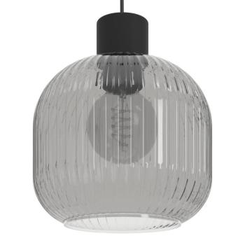 Dasmina lógó lámpa, Ø 20 cm, füstszürke/fekete, üveg, E27 kép