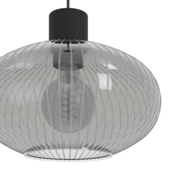Dasmina lógó világítás, Ø 25 cm, füstszürke/fekete, üveg, E27 kép
