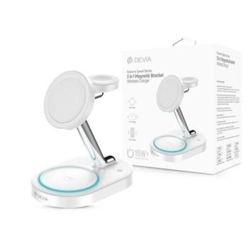 Devia Extreme Speed Series 15W Qi 3 In 1 vezeték nélküli töltő Smartphone/iWatch/Airpods – fehér kép