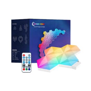 Digitális RGB HEXALED szett , 10 db-os , távirányítóval, USB , RGB + IC (digitális) , dimmelhető , WIFI/Bluetooth , TUYA , LEDISSIMO AMBIENT LIGHT kép