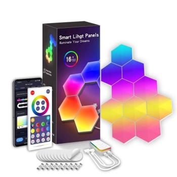 Digitális RGB HEXALED szett , 6 db-os , távirányítóval, USB , RGB + IC (digitális) , dimmelhető , WIFI/Bluetooth , TUYA , LEDISSIMO AMBIENT LIGHT kép