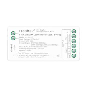 Digitális (SPI) LED szalag vezérlő (Bluetooth + 2.4G) futófényhez , DMX , Tuya Smart , 10A , 5in1 ,monokróm/CCT/RGB /RGBW/RGB-CCT , Miboxer , SPIB5 kép