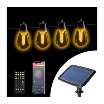 Dimmelhető LED napelemes fényfüzér 25xLED/1,5W/3,7/5V 2200 mAh 15 m IP65 fekete + távirányító 11744 kép