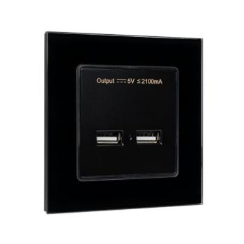 DOUBLE USB SOCKET GLASS FRAME BLACK kép