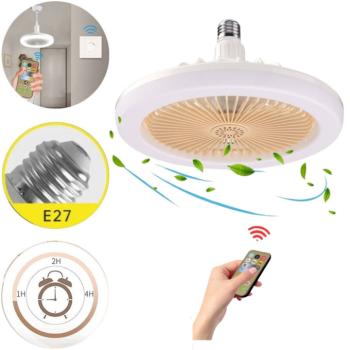 E27 LED mennyezeti hűtőventilátor lámpa – 3 sebességes, távirányítóval szabályozható (THM) kép