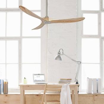 ECO GENUINO mennyezeti ventilátor, króm/világos fa, Ø 152 cm, csendes kép