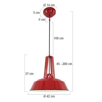 Eden lógó világítás, piros, fém, E27 foglalat kép