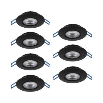 Eglo 300191 - GEDREZ 7 darabos LED beépíthető mennyezeti lámpatest szett, 4,9 W, 230 V, Ø 9 cm, fekete 300191 kép