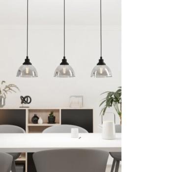 EGLO , 98384 , BELESER , függeszték , E27 , 3X60W , IP20 , fekete-átlátszó kép