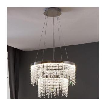 LED lámpatest , függeszték , mennyezeti , 46W , természetes fehér , dimmelhető , kristály , króm , EGLO , ANTELAO , 39281 kép