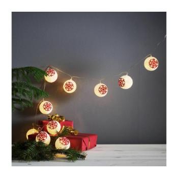 Led fényfüzér , piros hópihés gömb , beltéri , 10LED , 1.3 m , meleg fehér , fehér , EGLO kép