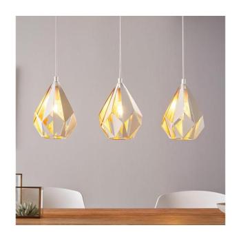 LED lámpa függeszték , mennyezeti , 3 x E27 , acél , fehér , arany , EGLO , CARLTON 1 , 43002 kép