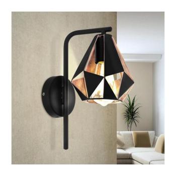 LED lámpa , fali , E27 , acél , fekete , vörösréz , EGLO , CARLTON 4 , 43057 kép