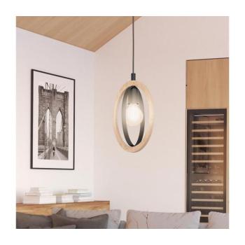 LED lámpa függeszték , mennyezeti , E27 , fa , fekete , EGLO , BASILDON , 43461 kép