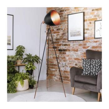 LED lámpa , állólámpa , E27 , acél , fekete , vörösréz , EGLO , CHESTER , 49386 kép