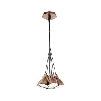 LED lámpa függeszték , mennyezeti , 7 x E27 , acél , antik-vörösréz , EGLO , PRIDDY 1 , 49494 kép