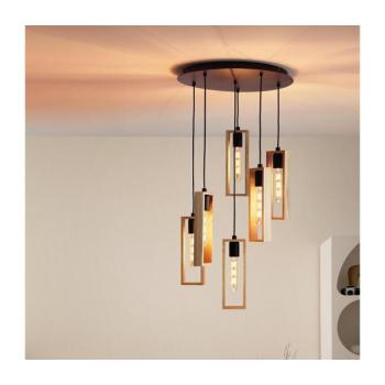 LED lámpatest függeszték , mennyezeti , 6 x E27 , fa , fekete , EGLO , LITTLETON , 49549 kép