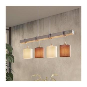LED lámpa függeszték , mennyezeti , 4 x E27 , fa , textil , fehér , barna , EGLO , TOWNSHEND 2 , 49927 kép