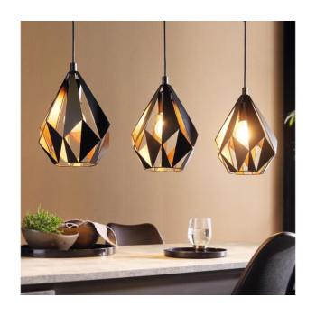LED lámpa függeszték , mennyezeti , 3 x E27 , acél , fekete , vörösréz , EGLO , CARLTON 1 , 49991 kép
