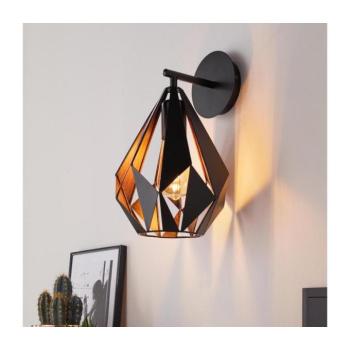 LED lámpa , fali , E27 , acél , fekete , vörösréz , EGLO , CARLTON 1 , 49992