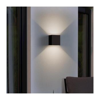 Calpino 3 LED kültéri falilámpa, fekete, szélesség 10 cm, 2 izzós kép