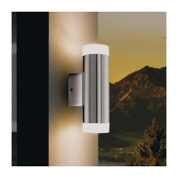LED lámpatest , oldalfali , GU10 , 2x3W , természetes fehér , 2 irányú , nemesacél , kültéri , IP44 , EGLO , RIGA , 92736 kép