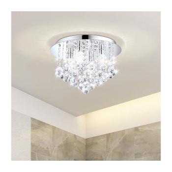 LED lámpa , mennyezeti , 8 x 3W , 50 cm , meleg fehér , ezüst , kristály , IP44 , EGLO , ALMONTE , 97699 kép