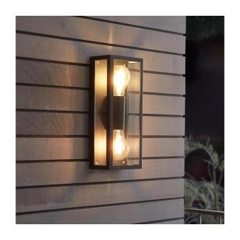 LED lámpa , oldalfali , E27 , 2 x 60W , üveg , fekete keret , kültéri , IP44 , EGLO , ALAMONTE 1 , 98273 kép