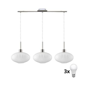 Eglo HARMA LED csillár kábelen 3xE27/60W/230V matt króm/fehér 1xEG32521+3xNSLA55473 kép