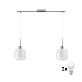 Eglo Kábeles LED csillár HARMA 2xE27/60W/230V matt króm/fehér 1xEG32519+2xNSLA55459 kép