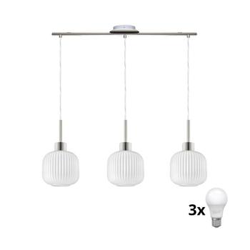 Eglo LED csillár kábelen HARMA 3xE27/60W/230V matt króm/fehér 1xEG32521+3xNSLA55459 kép