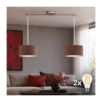 Eglo - LED csillár kábelen TUNJA 2xE27/60W/230V matt króm/barna EG32519+2xNSTK9968 kép