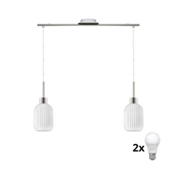 Eglo LED csillár zsinóron HARMA 2xE27/60W/230V matt króm/fehér 1xEG32519+2xNSLA55442 kép
