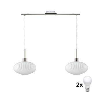 Eglo LED függeszték kábelen HARMA 2xE27/60W/230V matt króm/fehér 1xEG32519+2xNSLA55473 kép