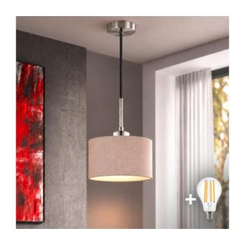 Eglo - LED függeszték kábelen TUNJA 1xE27/60W/230V átm. 20 cm bézs/fekete EG32517+NSTK9969 kép