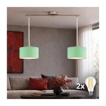 Eglo - LED kábeles csillár TUNJA 2xE27/60W/230V matt króm/zöld EG32519+2xNSTK9677 kép