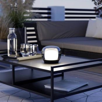 EGLO STROVE LED tölthető asztali lámpa, barna, magasság 13 cm, IP44, dimmelhető kép
