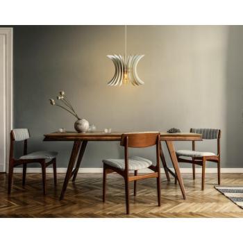 Elegáns fehér gömbcsillár, állítható magasság 60 cm, MDF ház, E27 foglalat Max 40W | Skandináv dizájn a modern lakberendezéshez kép