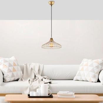 Elegáns fényes arany csillár, fém test, 36 x 36 x 120 cm | Állítható magasságú, E27 aljzat (max. 40 W), IP20 | Tökéletes modern nappalikba, étkezőkbe és elbűvölő dekorációba kép