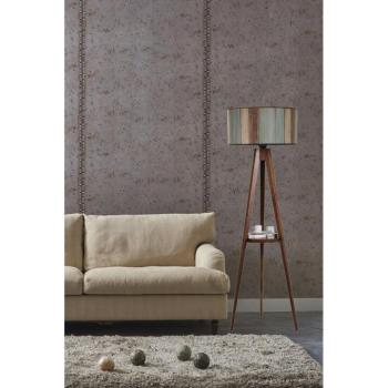 Elegáns skandináv állólámpa, 153 cm magas, 100% fenyőfa keret, 24 cm szövet sapka, E27 foglalat, absztrakt virágmintás | Tökéletes modern lakóterekbe kép