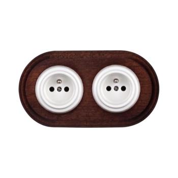 Elhard - Dupla kerámia retro fali aljzat kerettel 230V fehér/fa EF0114+2xEF0086 kép