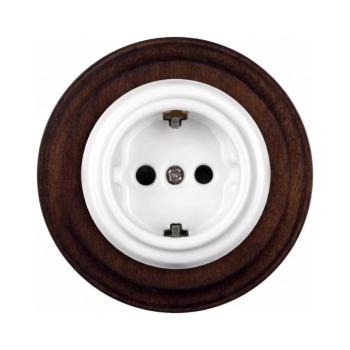 Elhard - Kerámia retro fali aljzat kerettel SCHUKO 230V fehér/sötét fa EF0113+EF0087 kép