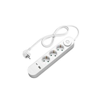 Elosztó 3 foglalat + ki/be gomb és 2 db usb, 3x Német foglalat, Optonica, 7617 kép