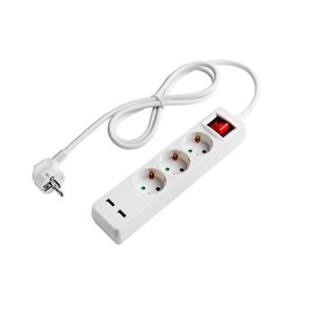 Elosztó 3 foglalat + ki/be gomb és 2xusb, 3x Német foglalat, Optonica, 7615 kép