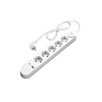 Elosztó 5 foglalattal + ki/be gomb és 2 db usb, 5x Német foglalat, Optonica, 7618 kép