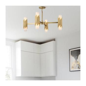 Elstead MARVELE8-AB-OPAL - Rúdon függő csillár MARVELE 8xE14/40W/230V aranyszínű MARVELE8-AB-OPAL kép