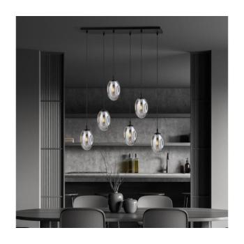 EMIBIG Csillár zsinóron ASTRAL 6xE14/10W/230V fekete/füstös 1266/6 kép