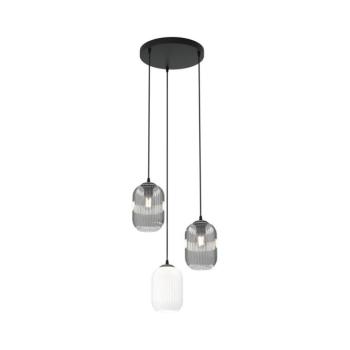 EMIBIG Csillár zsinóron VERDI 3xE27/15W/230V átm. 30 cm fekete/szürke/fehér 1436/3PREM kép