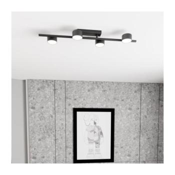 Mennyezeti spotlámpa, hossza 80 cm, fekete, fém, 4 izzós. kép